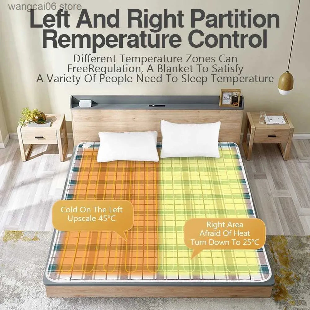 Space Heaters 220V 110V Plug Electric Heating Blanket Automatic Thermostat Double Body Warmer Bed Mattress Electric Heated Carpets Mat Heater T231216