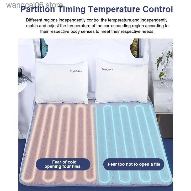 Space Heaters 220V 110V Plug Electric Heating Blanket Automatic Thermostat Double Body Warmer Bed Mattress Electric Heated Carpets Mat Heater T231216