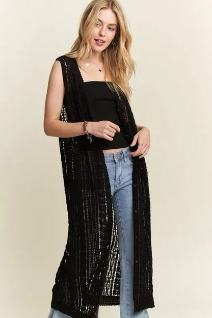ADORA Button down Crochet Long Cardigan
