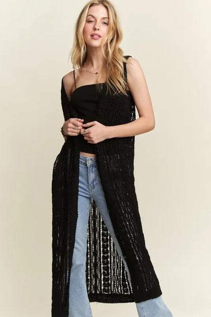 ADORA Button down Crochet Long Cardigan