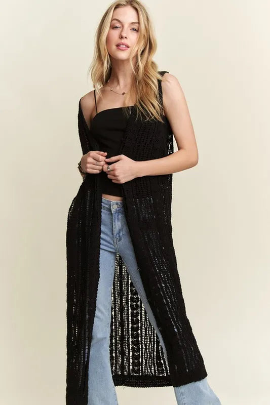 ADORA Button down Crochet Long Cardigan