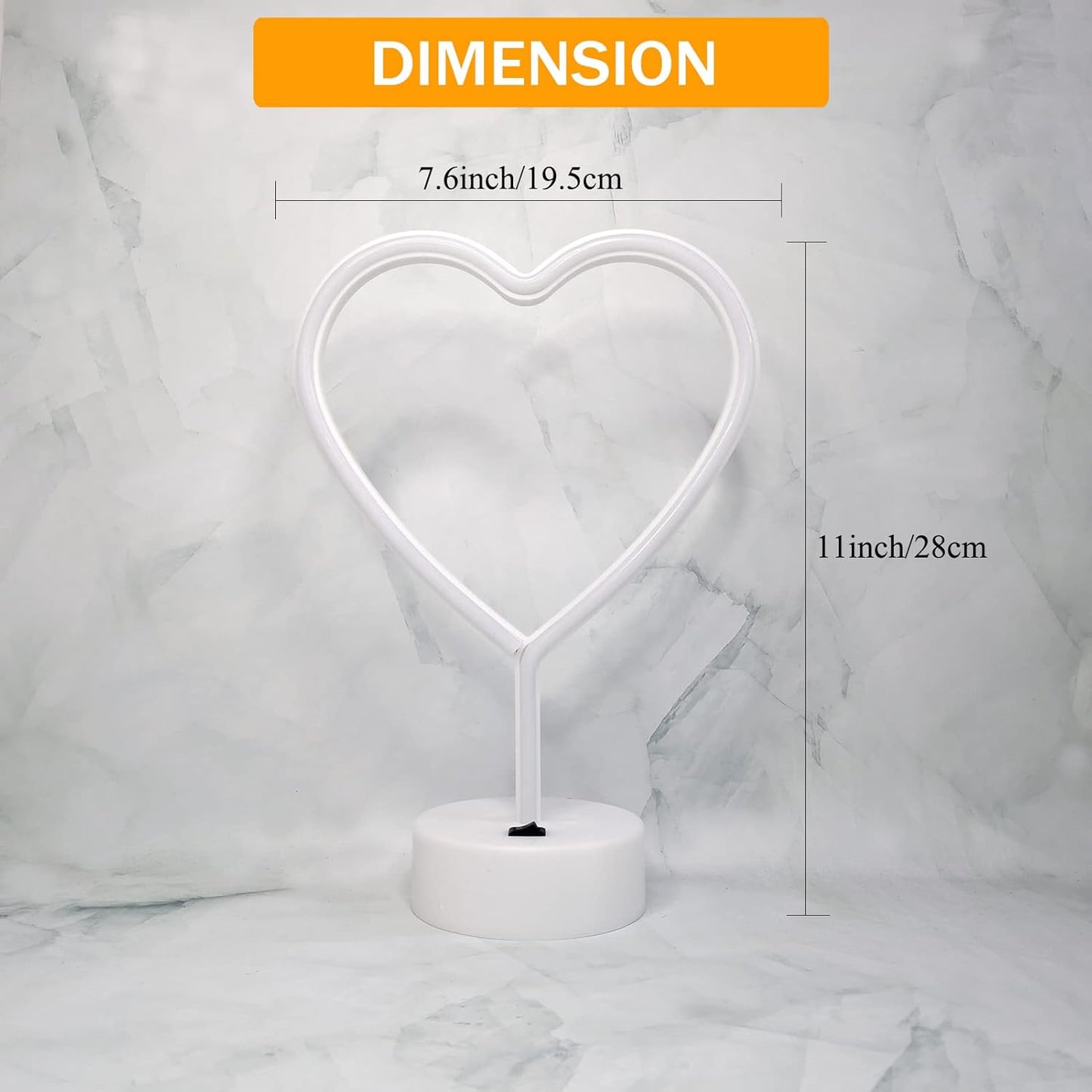 Heart Lights Led Light Sign - Heart Shaped Neon Sign with Base (Blue)