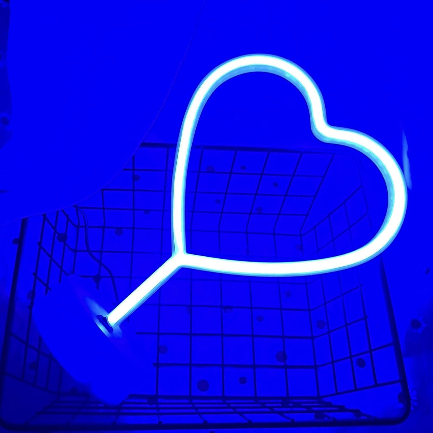 Heart Lights Led Light Sign - Heart Shaped Neon Sign with Base (Blue)