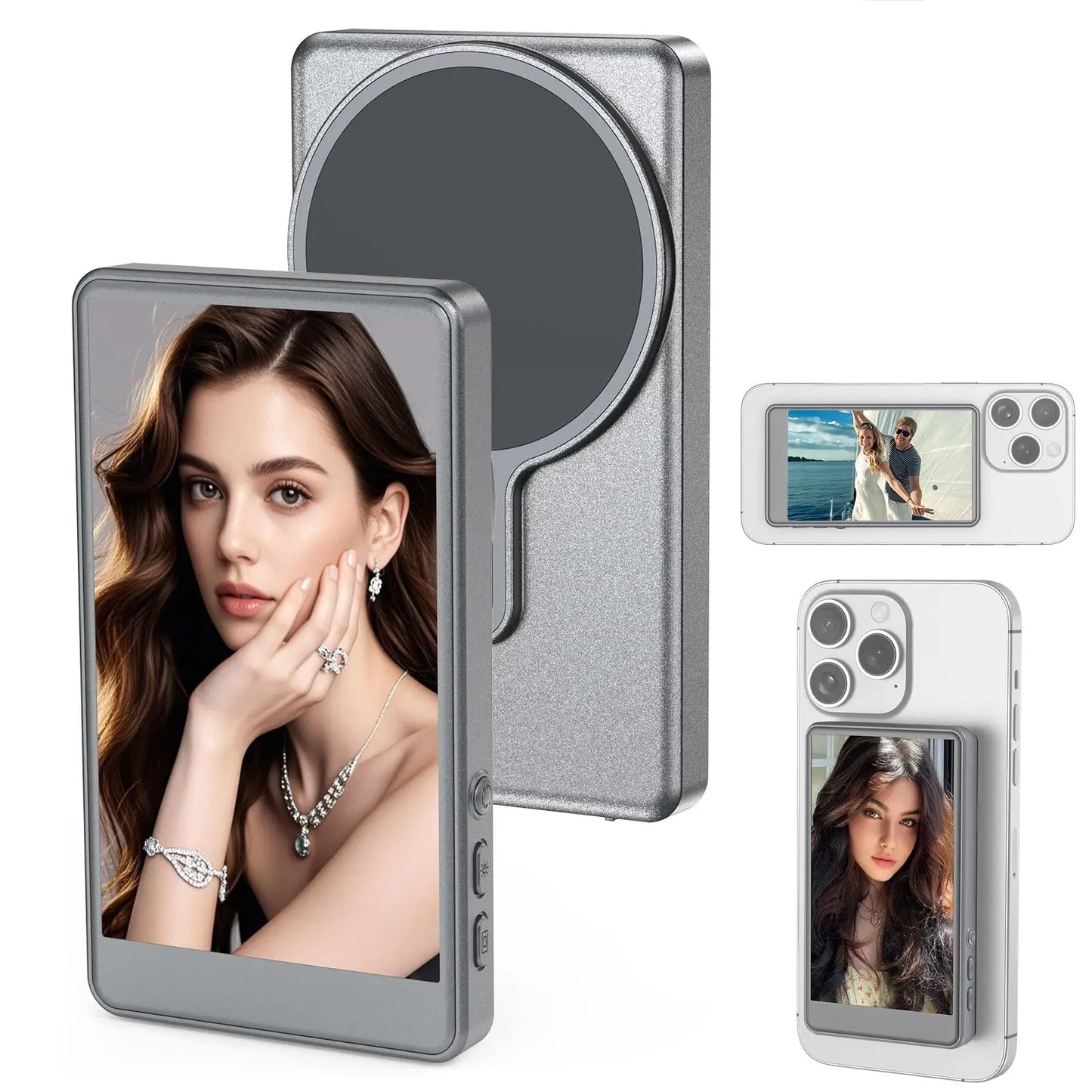 Magnetic Phone Selfie Monitor Screen for Smartphone Rear Camera Selfie Vlog Live Stream for Iphone Android Phone